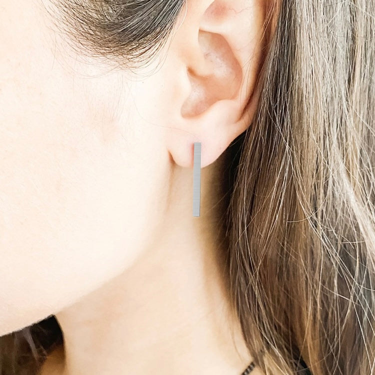 Barbara Bar Earrings | Matte Silver