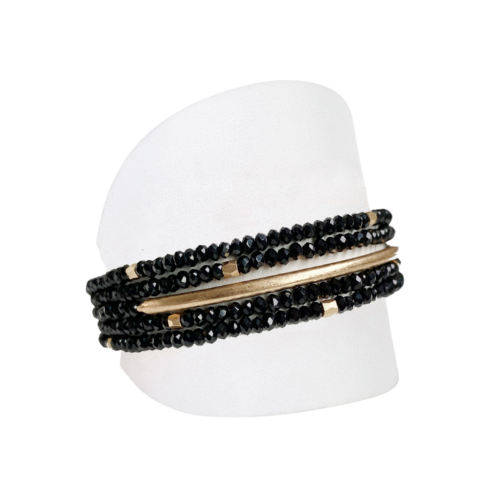 Liza 2-in-1 Bracelet + Necklace | Black + Gold