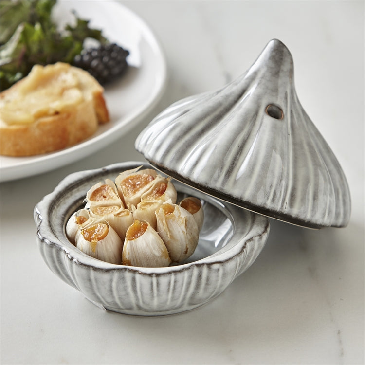 Stoneware Garlic Roaster | Light Grey