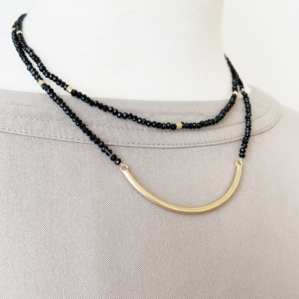 Liza 2-in-1 Bracelet + Necklace | Black + Silver