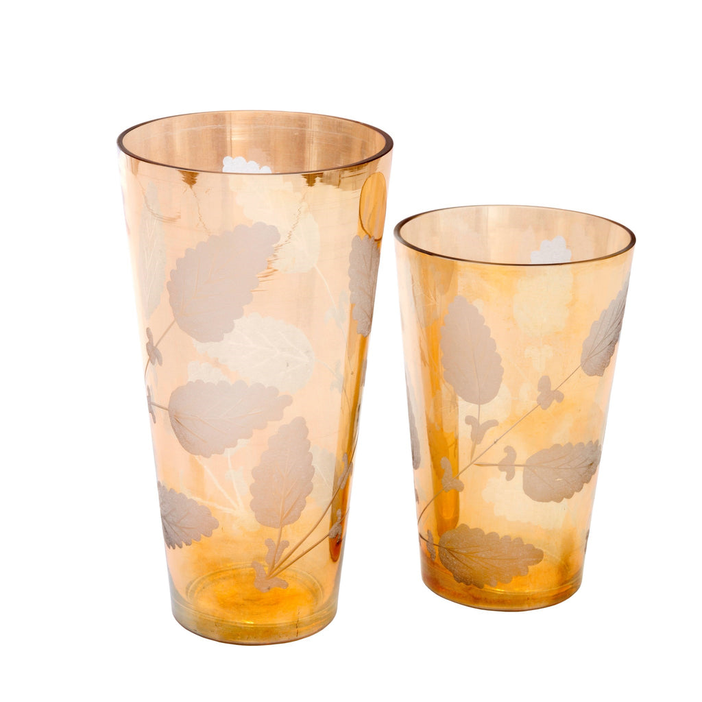 Amber Iridescent Glass Vase | Large