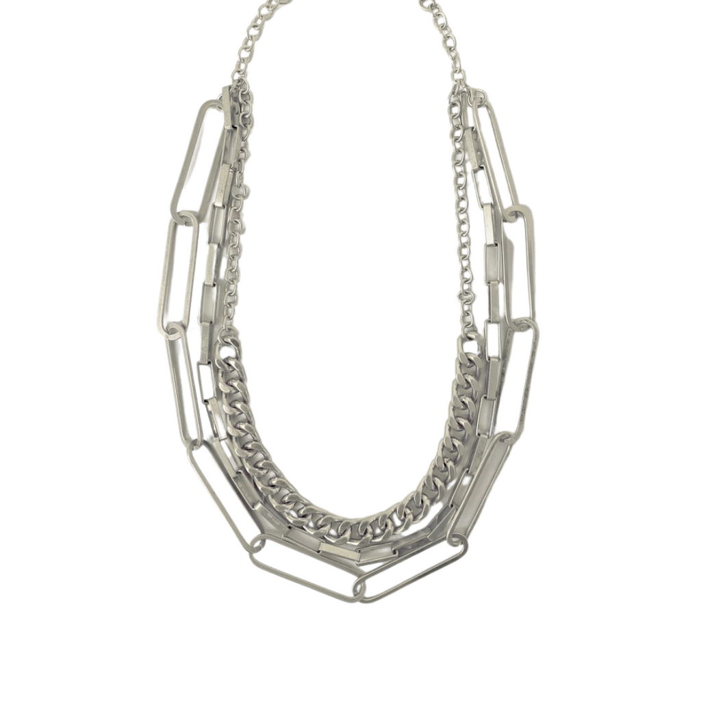 Layla Layered Links Necklace | Silver
