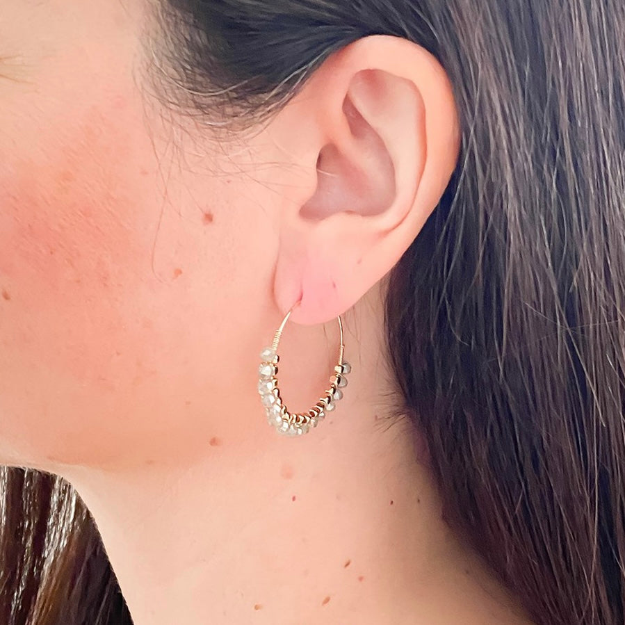 Annie Hoop Earrings | Beige + Gold