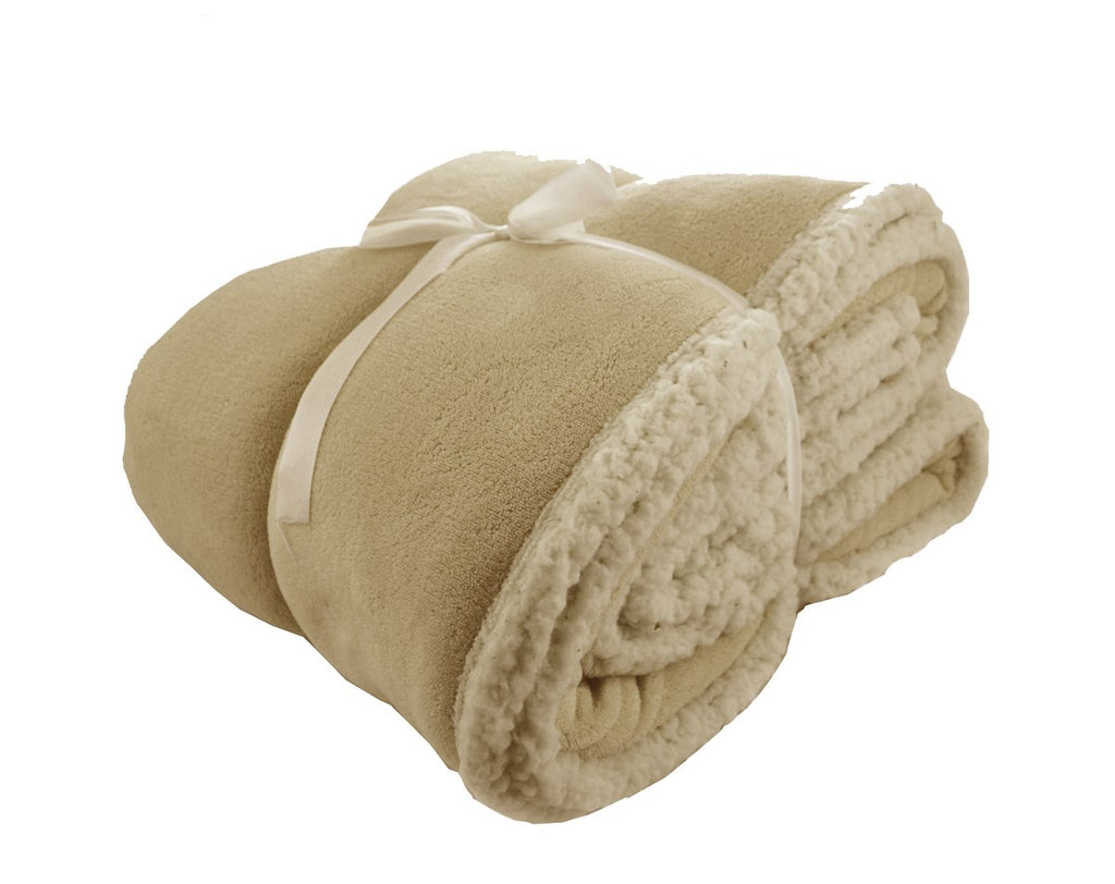 Sherpa Snuggle Throw Blanket | Beige
