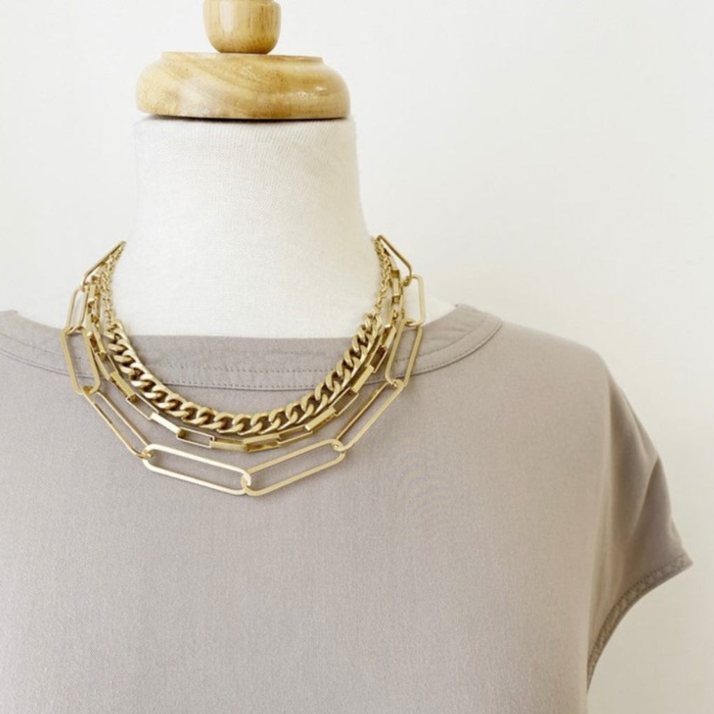 Layla Layered Links Necklace | Gold