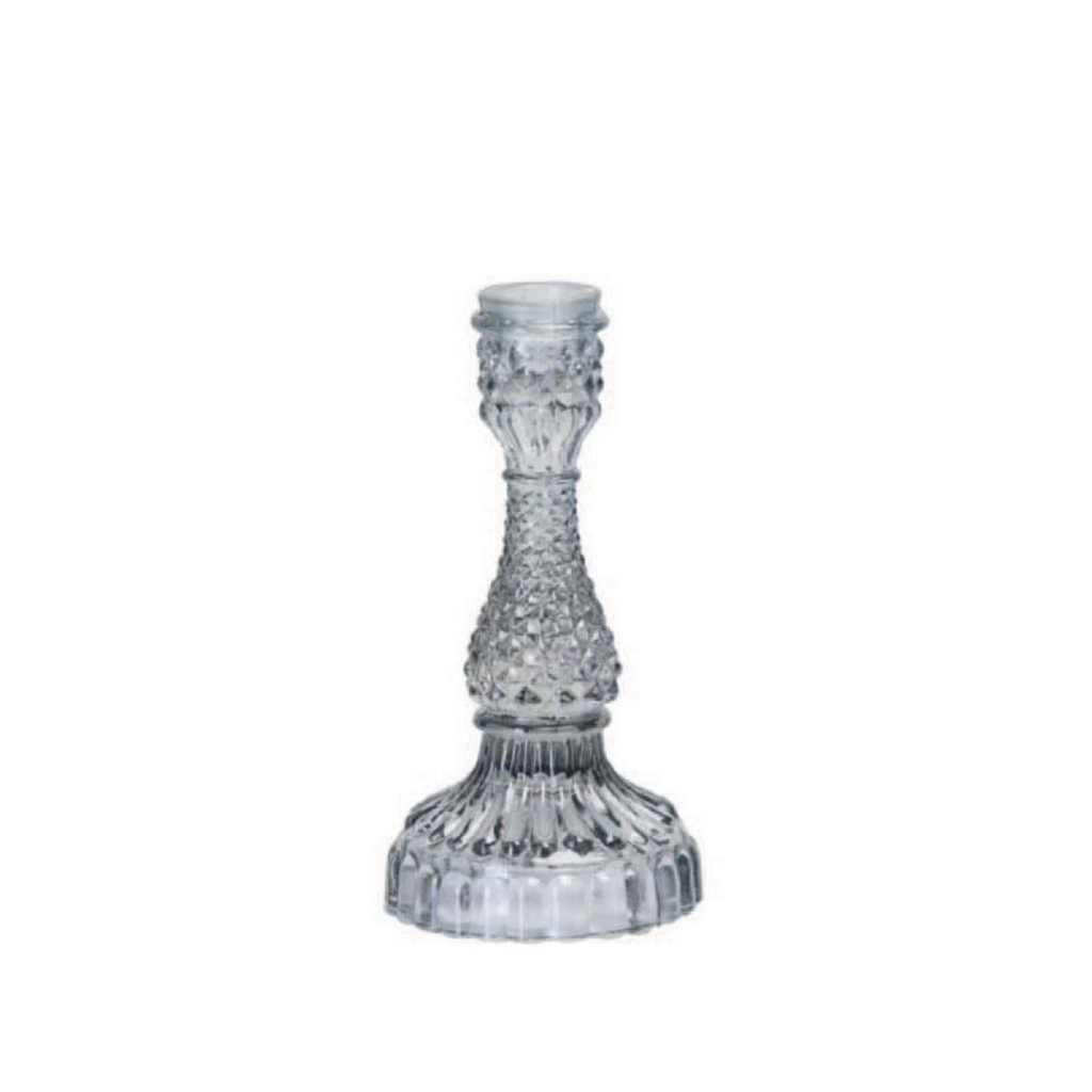 Stella Glass Taper Holder | Medium | Smoke Grey