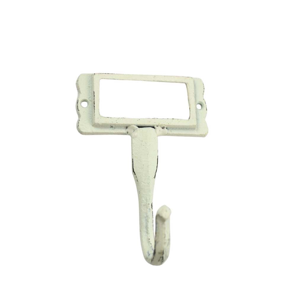 Iron Label Wall Hook | Antique White