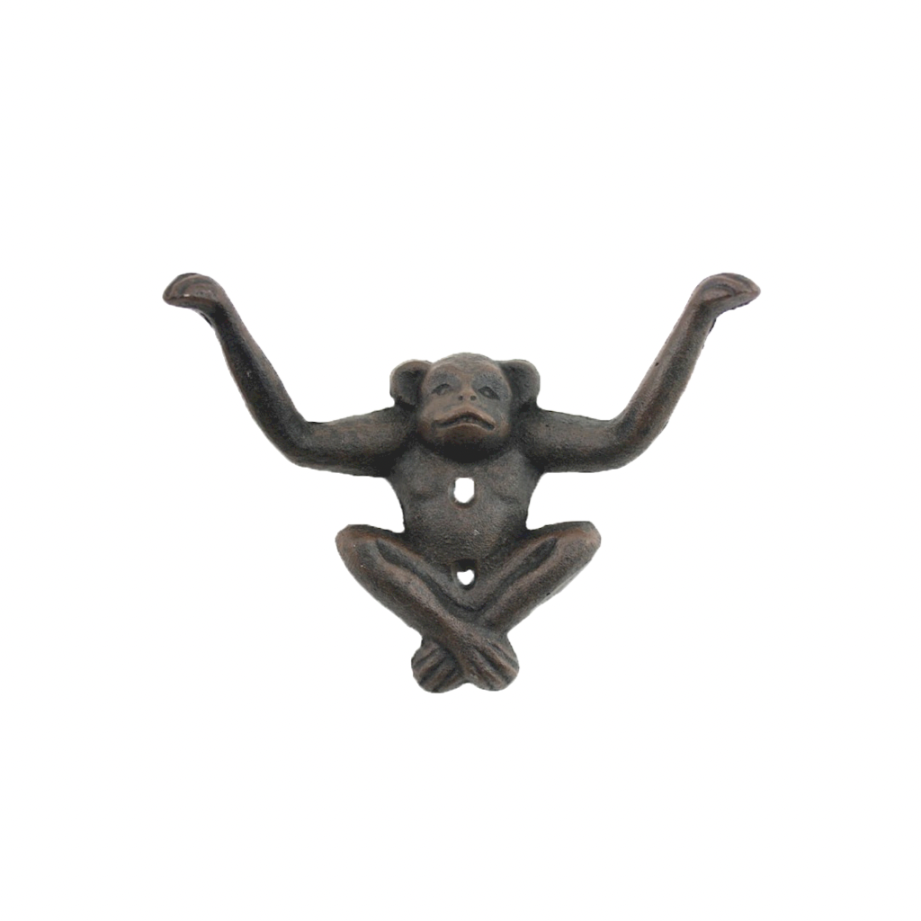 Monkey Double Wall Hook | Brown Iron