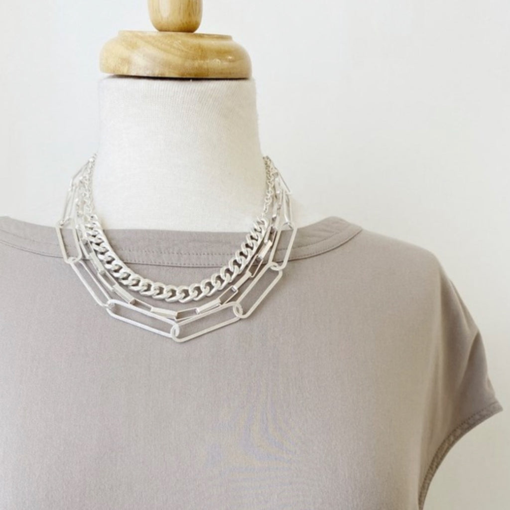 Layla Layered Links Necklace | Silver