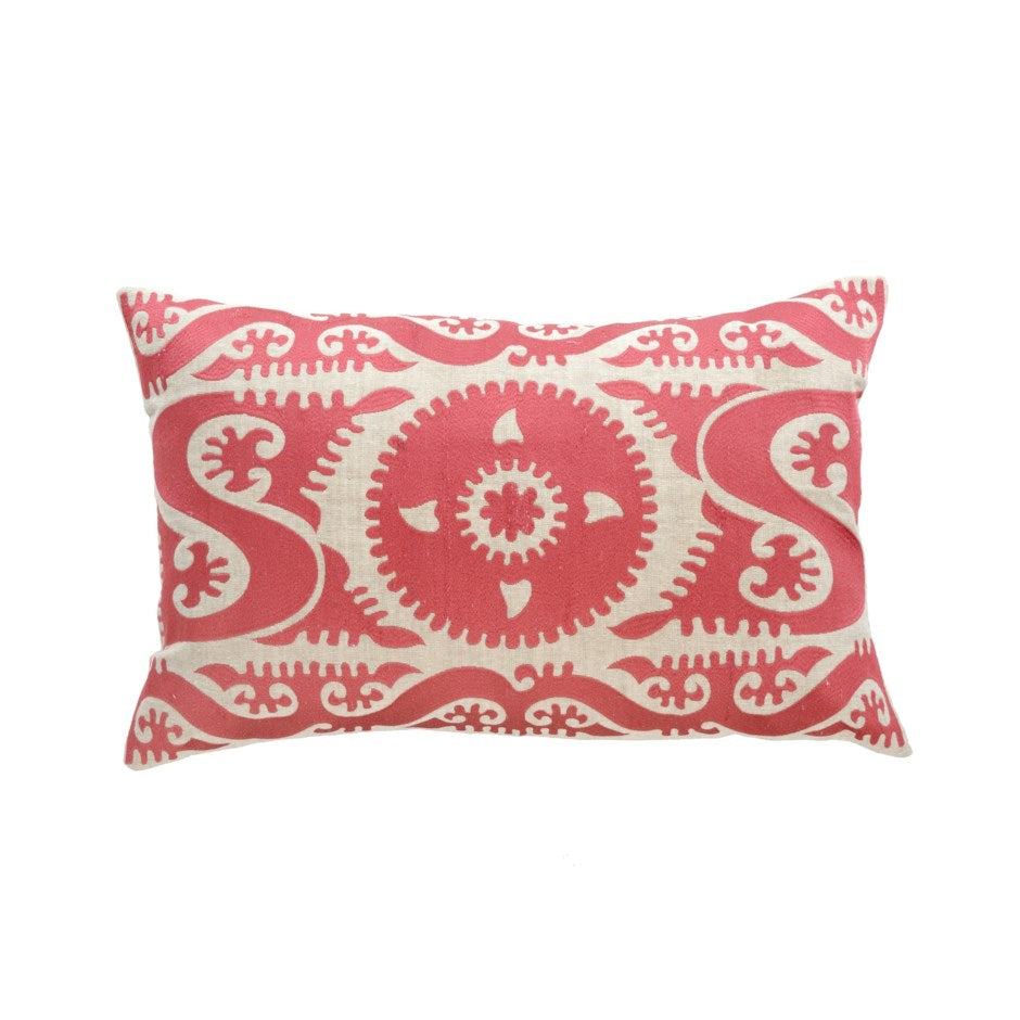 Sweet Pea Embroidered Pillow | Pink