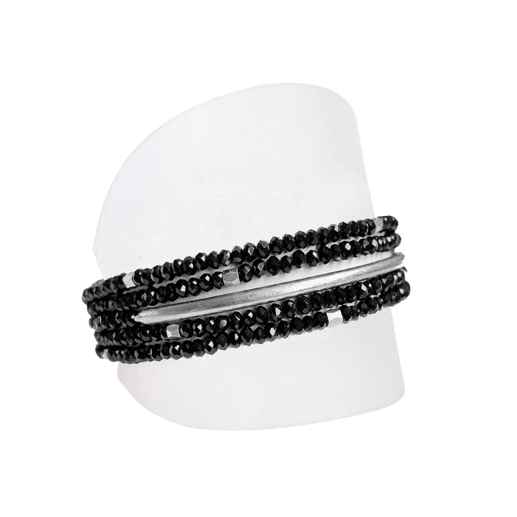 Liza 2-in-1 Bracelet + Necklace | Black + Silver