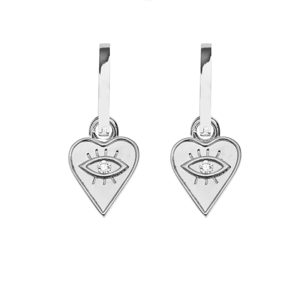 Good Fortune Heart Earrings | Silver