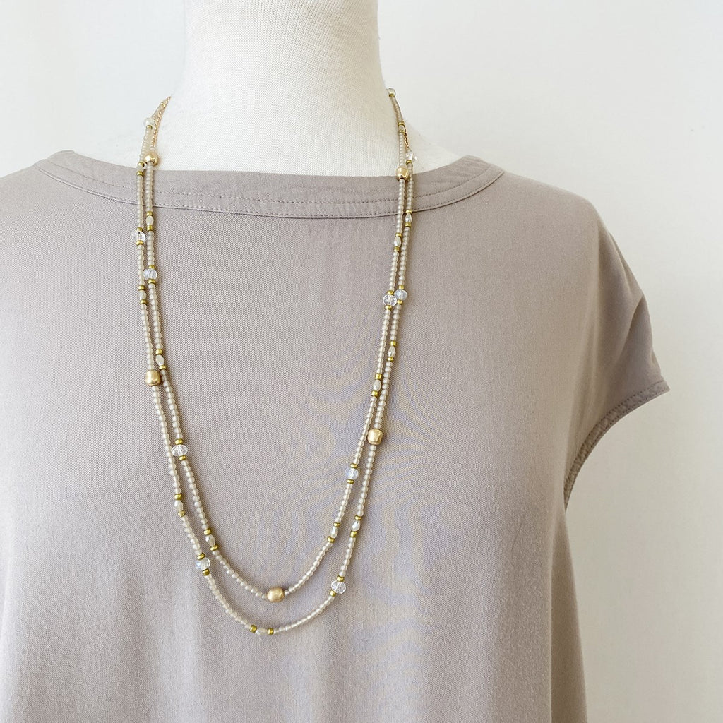Etta Extra Long Necklace | Taupe